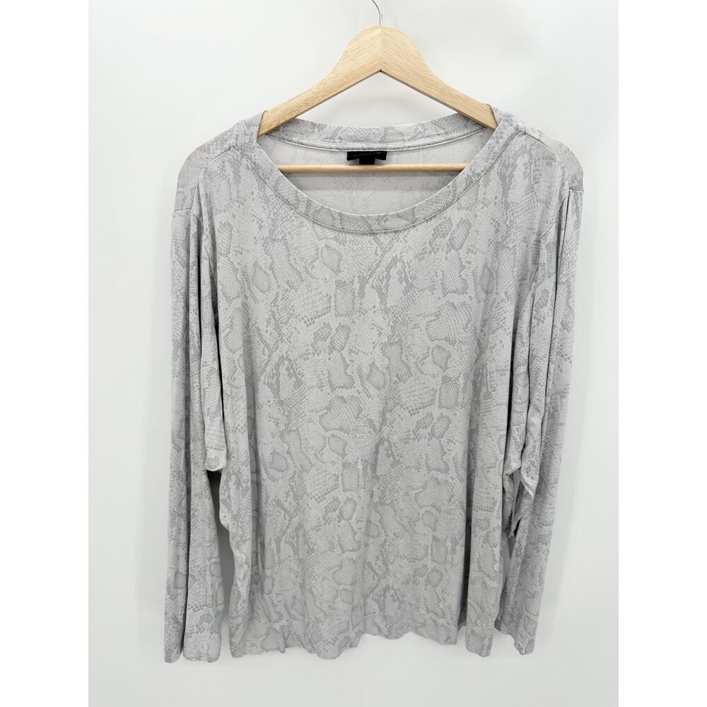 J.Jill Wearever Womens Gray Snake Print Long Sleeve Shirt Size L Loose Stretch